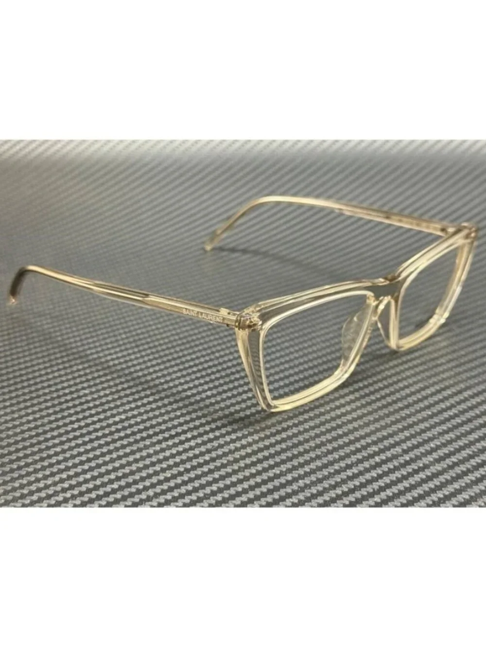 New Saint Laurent Women Beige Transparent Glasses 54-16-145